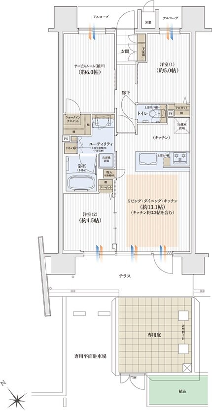 ユニハイム日根野レジデンス 間取り B1gタイプ