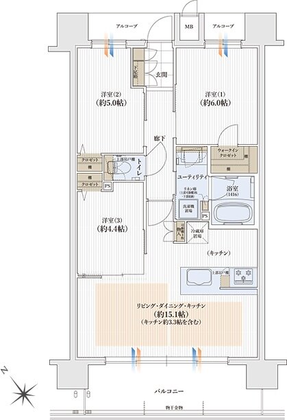 ユニハイム日根野レジデンス 間取り Cタイプ