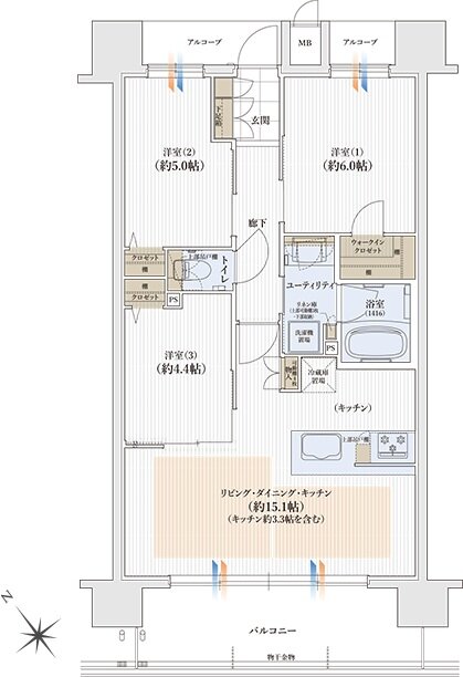 ユニハイム日根野レジデンス 間取り Cタイプ