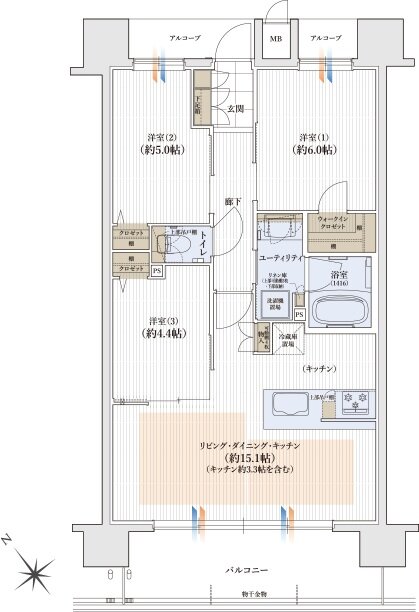 ユニハイム日根野レジデンス 間取り Cタイプ