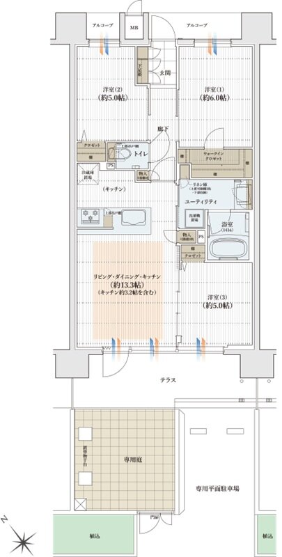 ユニハイム日根野レジデンス 間取り Dgタイプ