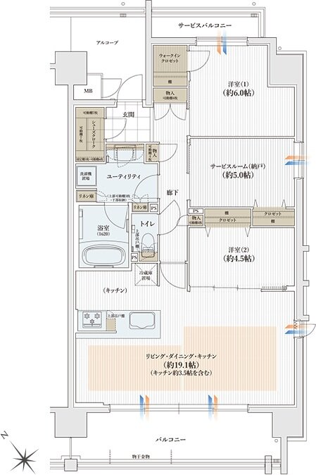 ユニハイム日根野レジデンス 間取り Fタイプ