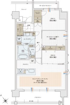 ユニハイム日根野レジデンス 間取り Fタイプ