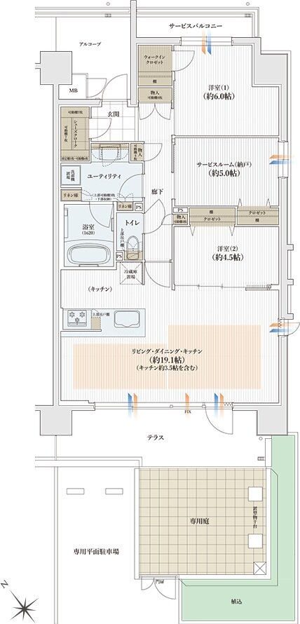 ユニハイム日根野レジデンス 間取り Fgタイプ