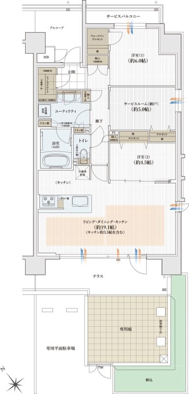 ユニハイム日根野レジデンス 間取り Fgタイプ