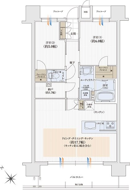 ユニハイム日根野レジデンス 間取り Cタイプ MENU PLAN1