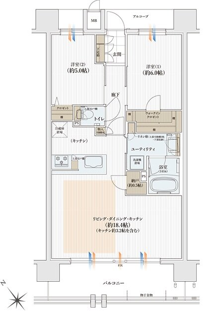 ユニハイム日根野レジデンス 間取り Dタイプ MENU PLAN1