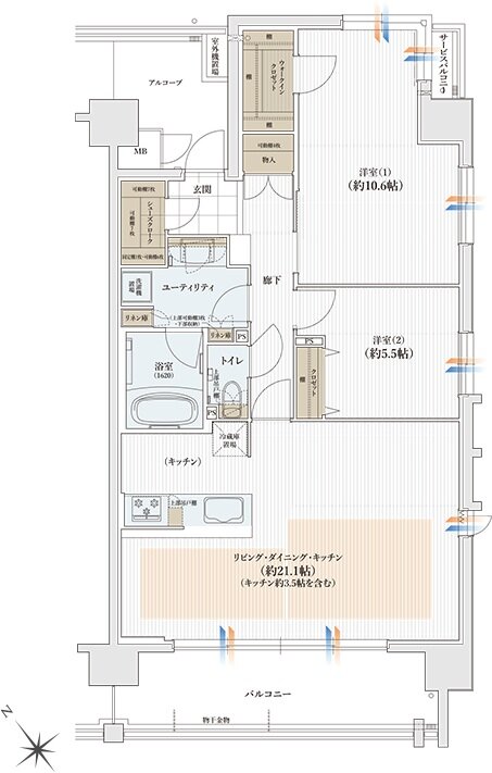 ユニハイム日根野レジデンス 間取り F'タイプ MENU PLAN3