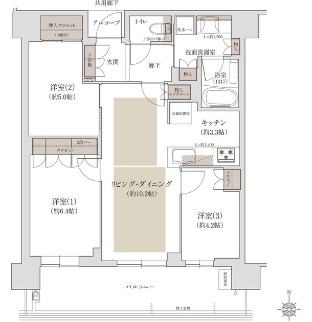 ジオタワー宝塚 グランレジス 間取り N-70F TYPE[北棟]