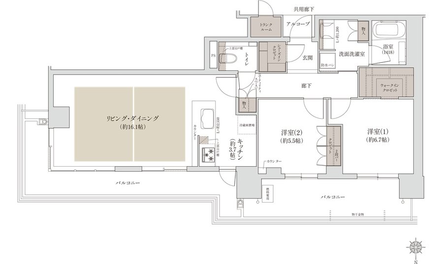 ジオタワー宝塚 グランレジス 間取り S-80L TYPE[南棟]