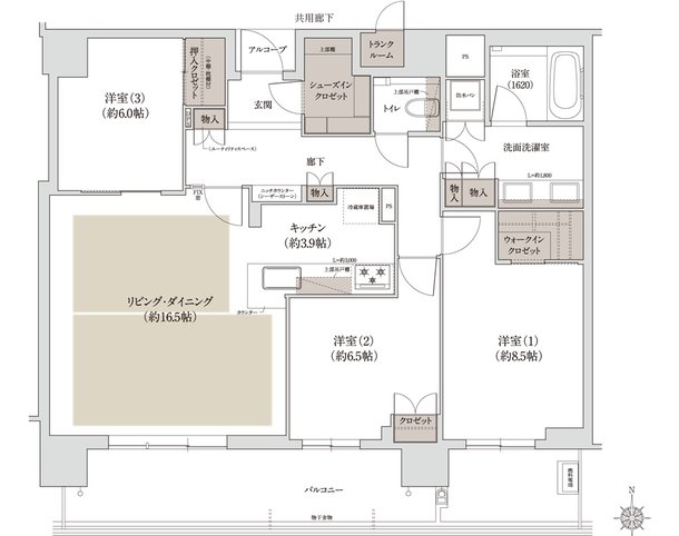 ジオタワー宝塚 グランレジス 間取り S-100yD TYPE[南棟]
