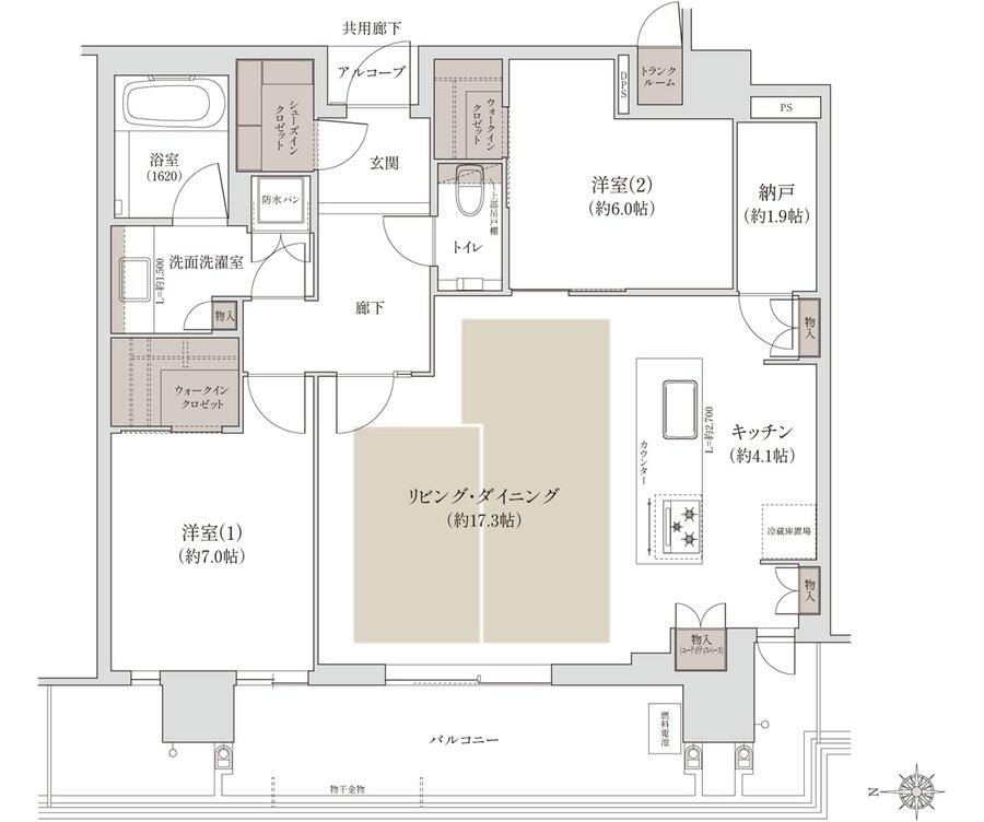 ジオタワー宝塚 グランレジス 間取り N-90zC TYPE[北棟]