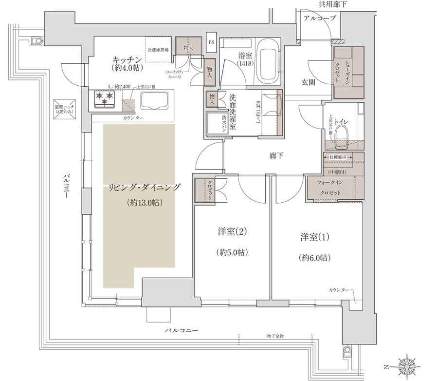 ジオタワー宝塚 グランレジス 間取り S-70A TYPE BASIC[南棟]