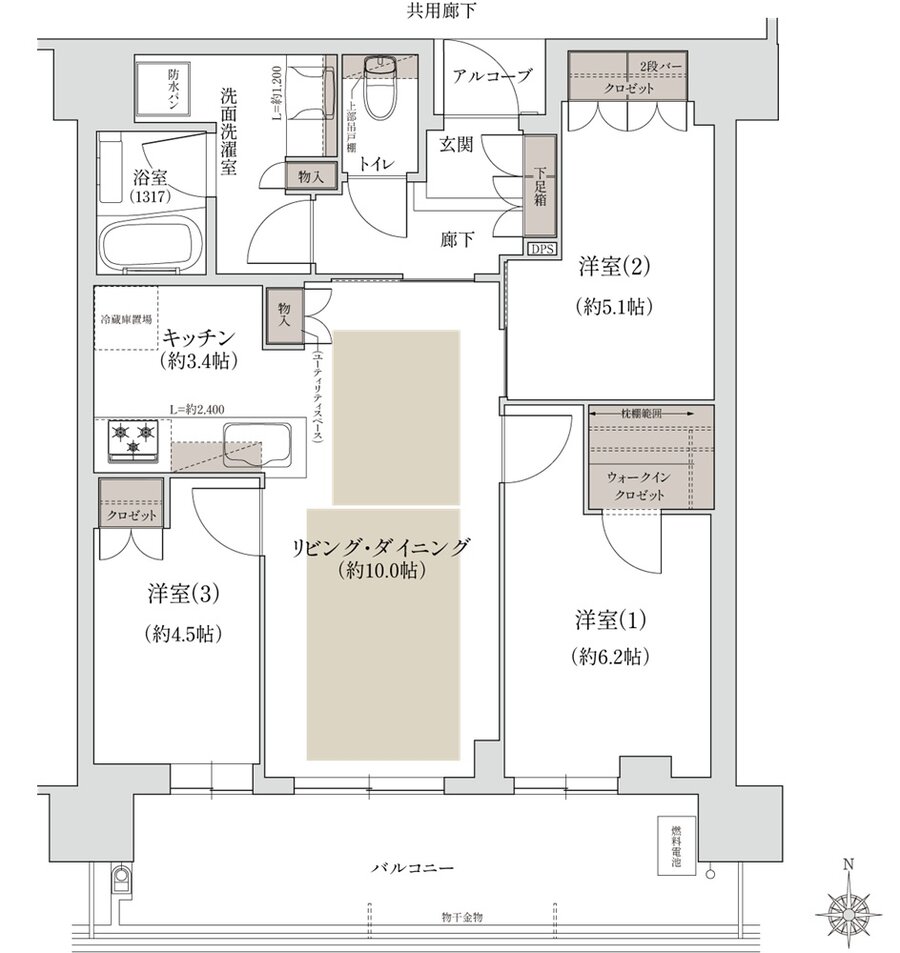 ジオタワー宝塚 グランレジス 間取り N-70G TYPE[北棟]