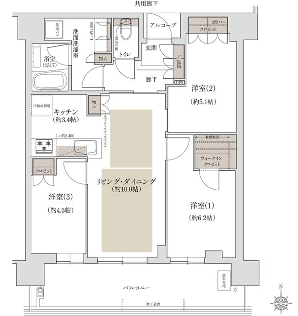 ジオタワー宝塚 グランレジス 間取り N-70G TYPE[北棟]