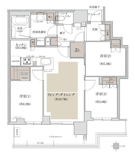 ジオタワー宝塚 グランレジス 間取り S-70Z TYPE[南棟]