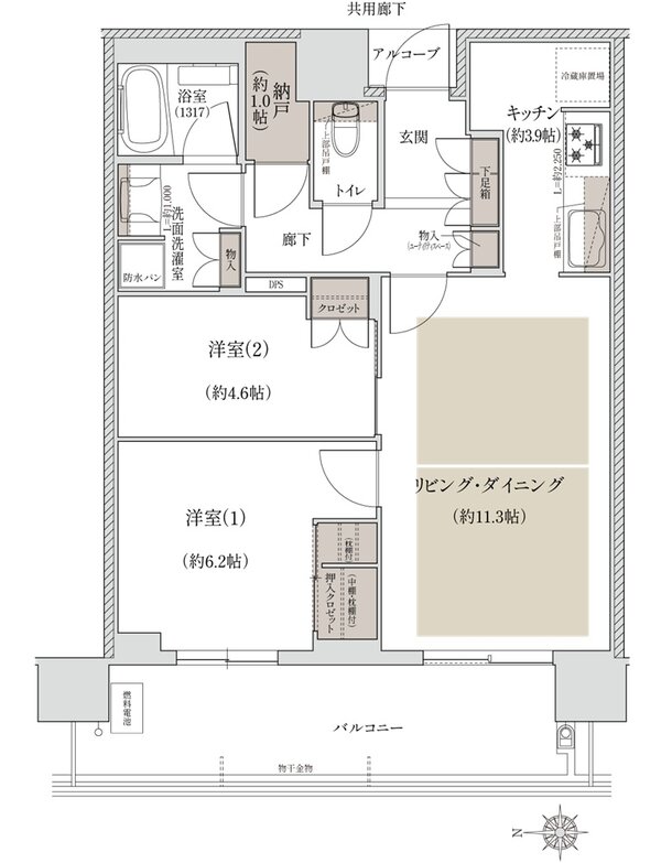 ジオタワー宝塚 グランレジス 間取り S-60S TYPE[南棟]