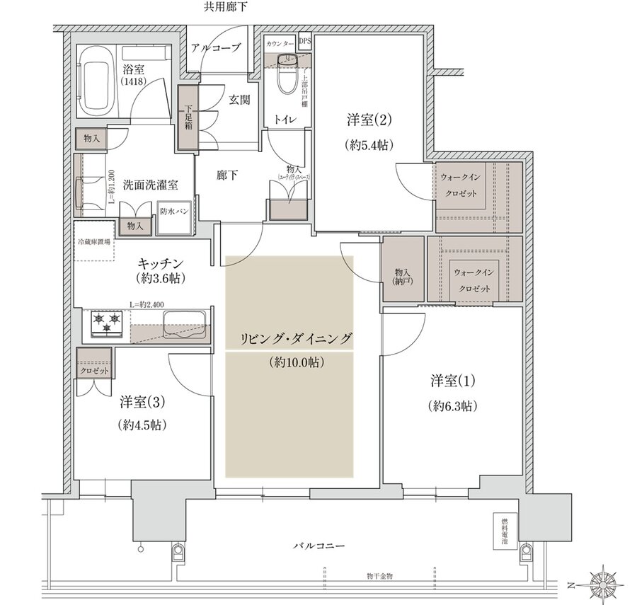 ジオタワー宝塚 グランレジス 間取り N-70M TYPE[北棟]