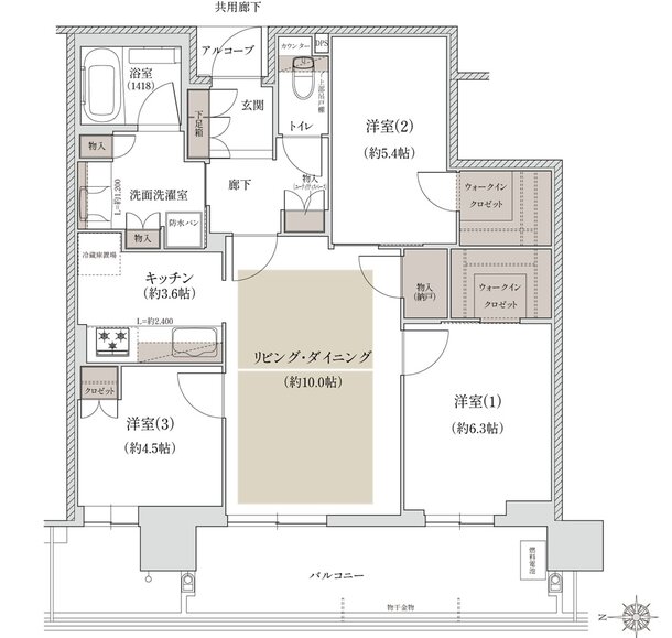 ジオタワー宝塚 グランレジス 間取り N-70M TYPE[北棟]