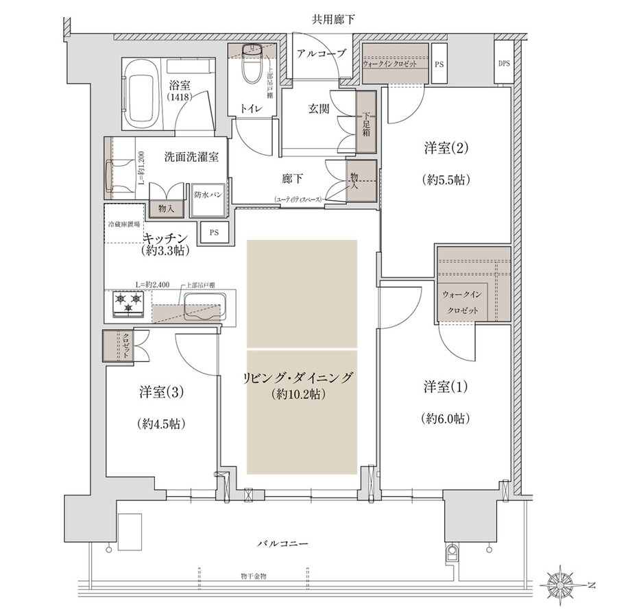 ジオタワー宝塚 グランレジス 間取り S-70X TYPE[南棟]