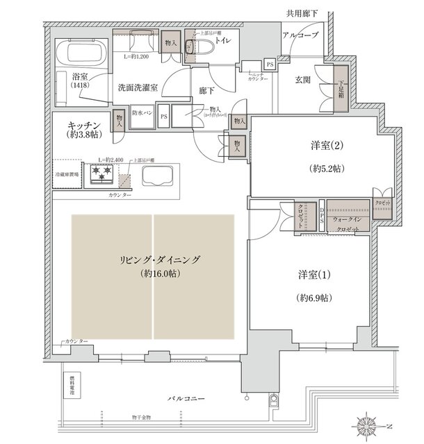 ジオタワー宝塚 グランレジス 間取り S-70Z TYPE MENU1[南棟]