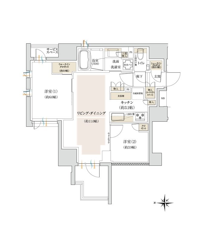 ジオ三鷹下連雀 間取り Aタイプ