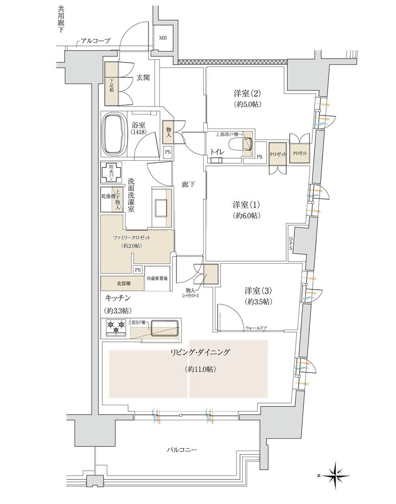 ジオ三鷹下連雀 間取り E1 type