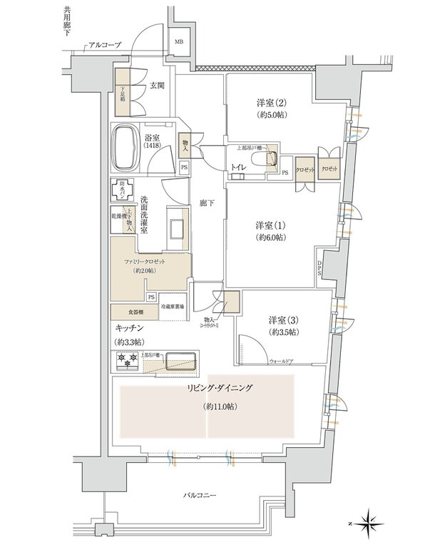 ジオ三鷹下連雀 間取り E1 type