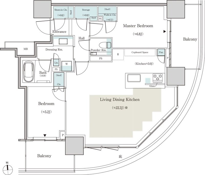 パークタワー大阪天満橋 間取り S-74Jタイプ<MENU PLAN2>