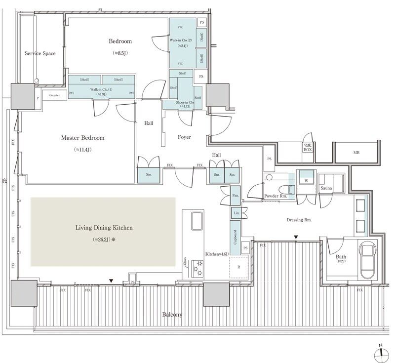 パークタワー大阪天満橋 間取り P-125Aタイプ