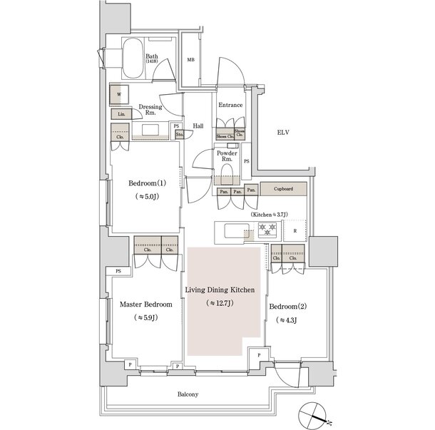パークホームズ文京白山ヒルテラス 間取り Bタイプ