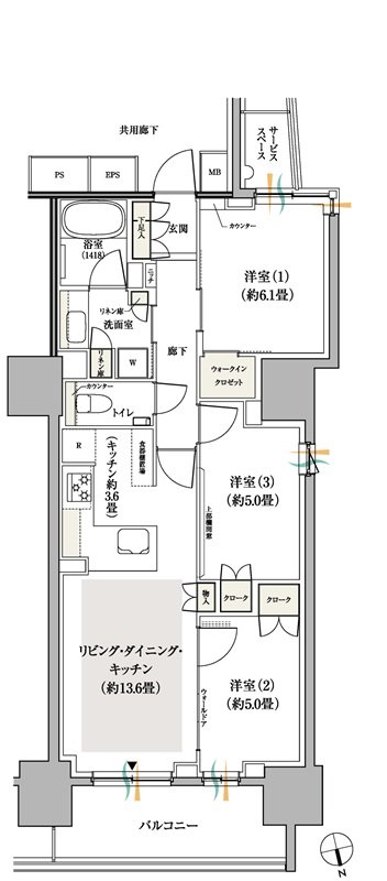 パークホームズ船橋 間取り 68Eタイプ