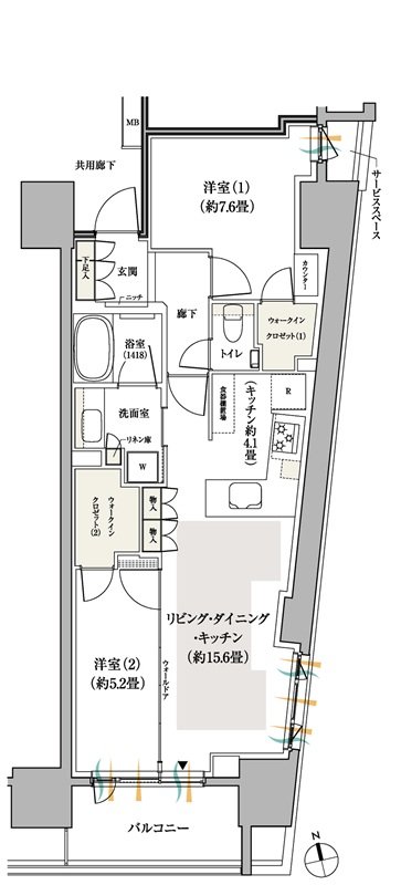 パークホームズ船橋 間取り 65Dタイプ
