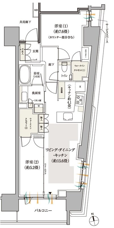 パークホームズ船橋 間取り 65Dタイプ