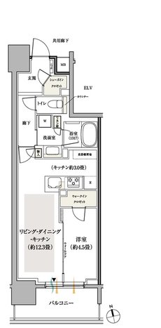 パークホームズ船橋 間取り 45Bタイプ