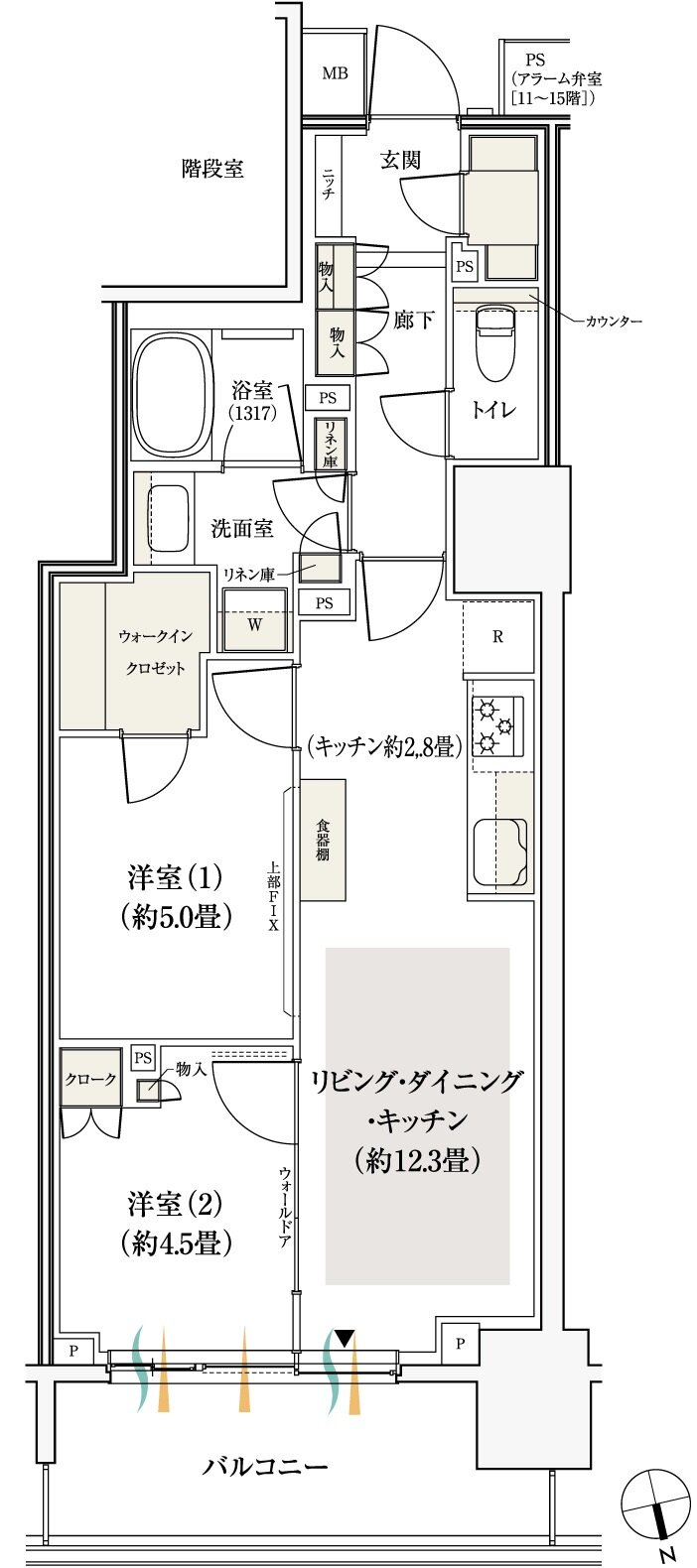 パークホームズ船橋 間取り 55Fタイプ