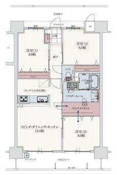 アルファスマート北田宮 間取り B TYPE