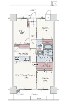 アルファスマート北田宮 間取り D TYPE