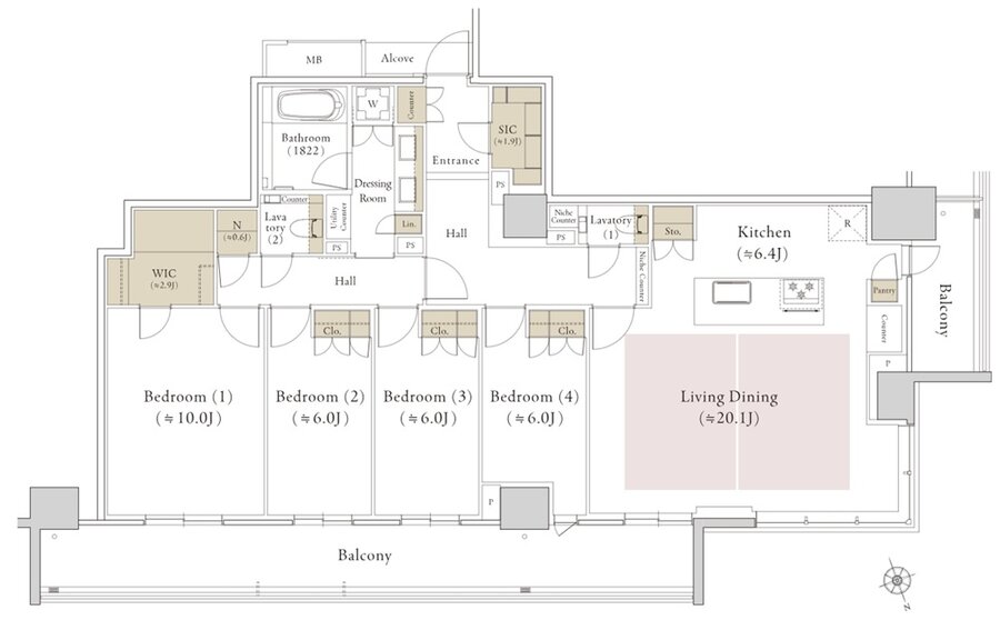 ウエリスタワー枚方樟葉/TOWER& FOREST 間取り PA TYPE