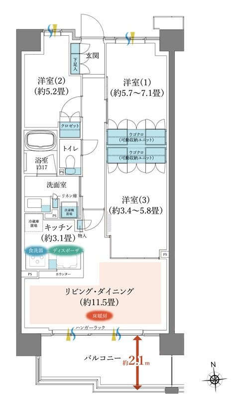 TOKYO LINK WITH TOWN PROJECT(東京リンクウィズタウンプロジェクト） 間取り E1 type