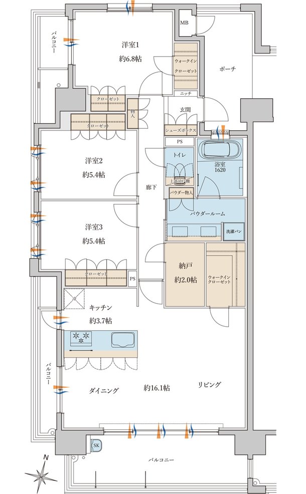 MJR浦上THE ONCE 間取り A2 type［Menu Plan］