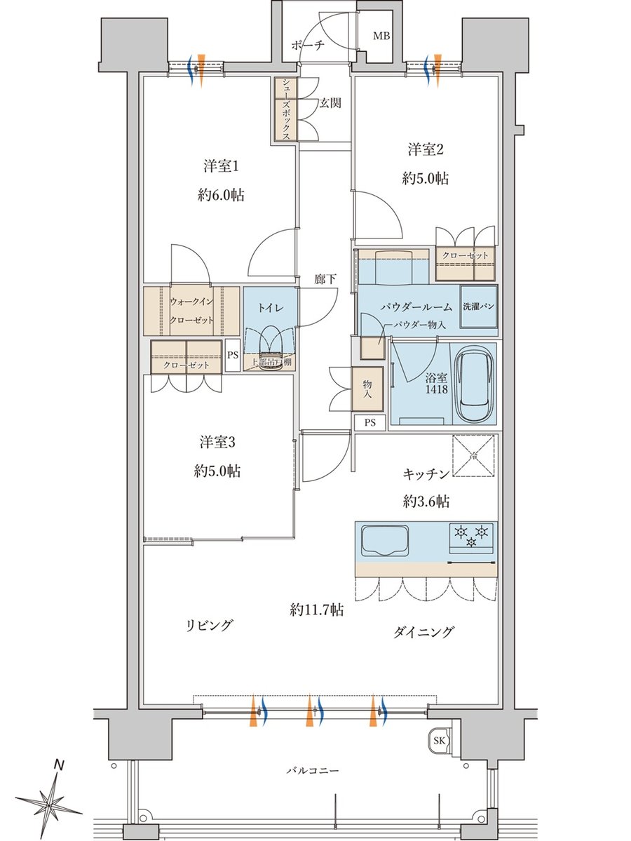 MJR浦上THE ONCE 間取り F type［Basic Plan］