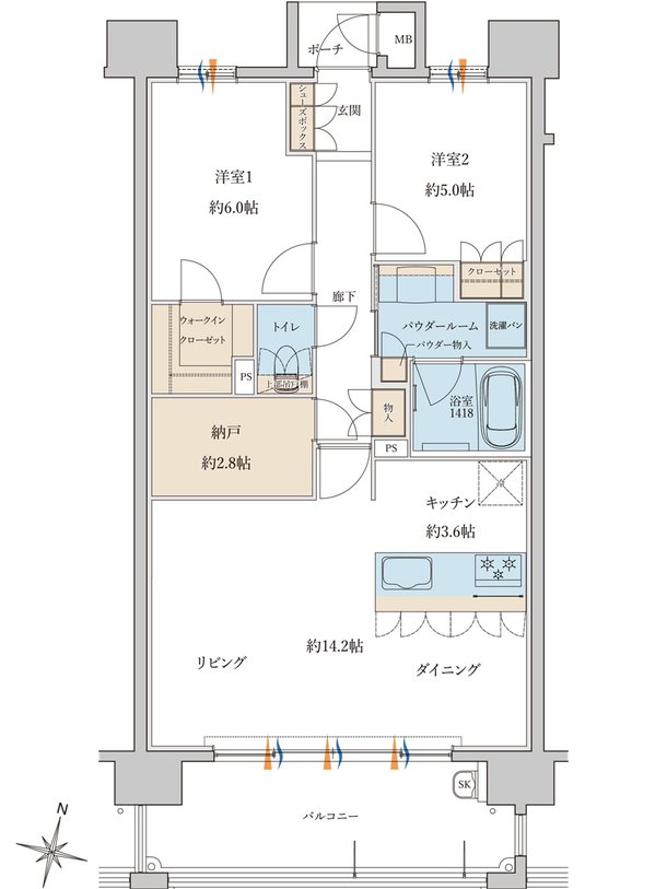 MJR浦上THE ONCE 間取り F type［Menu Plan］