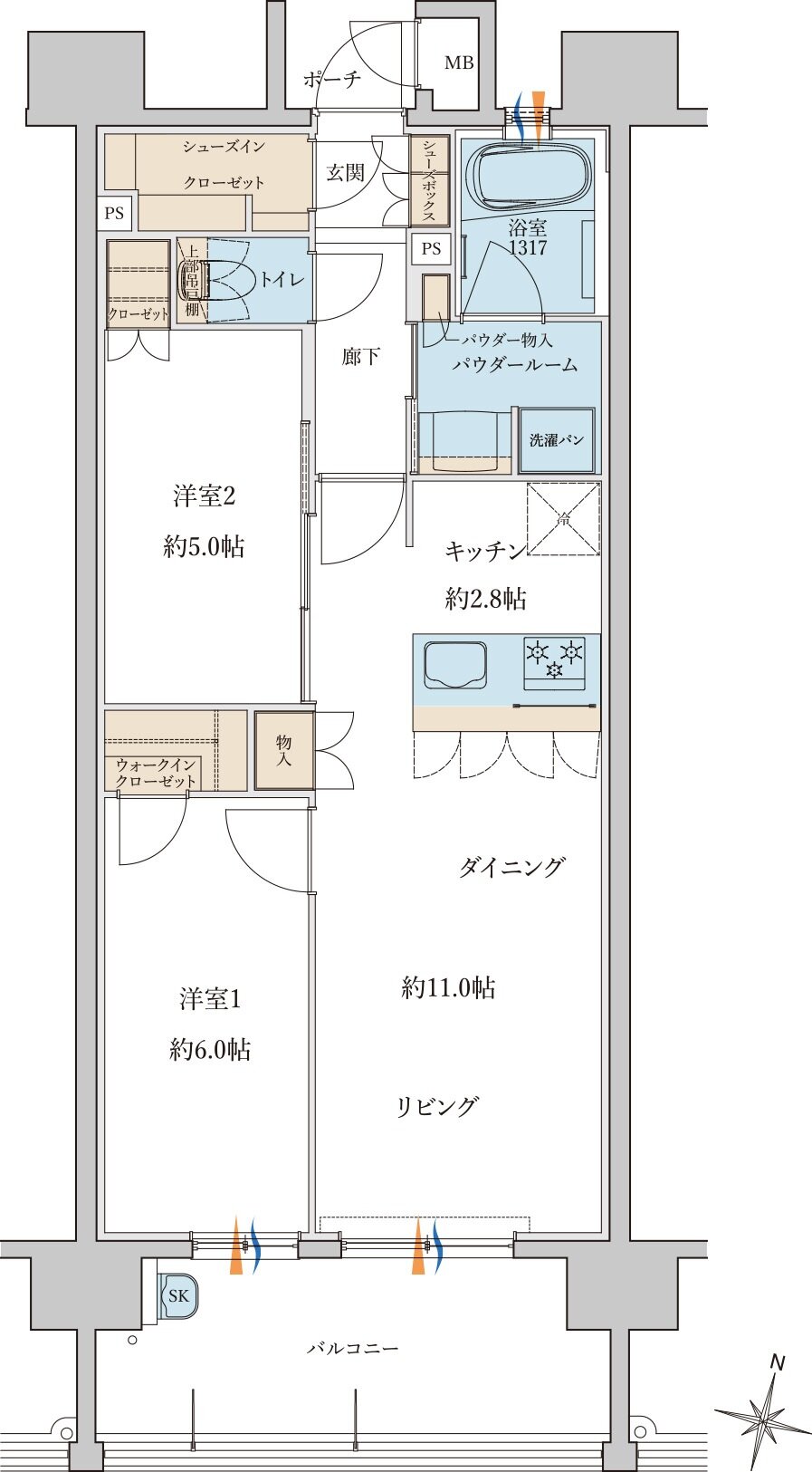 MJR浦上THE ONCE 間取り D type［Basic Plan］