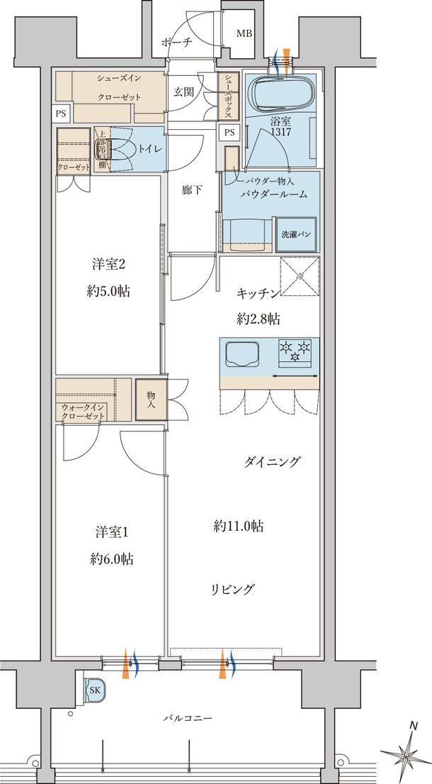 MJR浦上THE ONCE 間取り D type［Basic Plan］