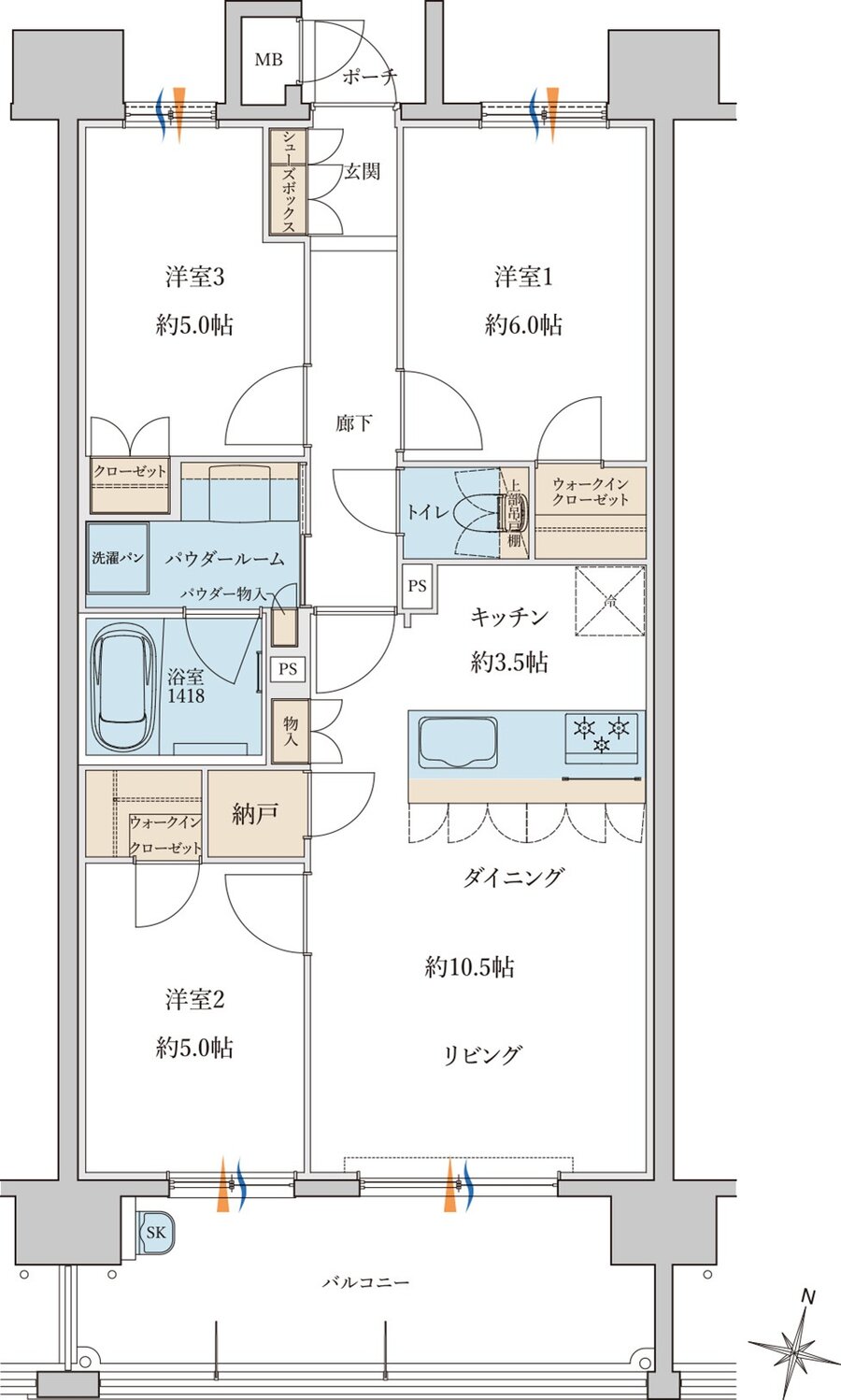MJR浦上THE ONCE 間取り C type［Basic Plan］