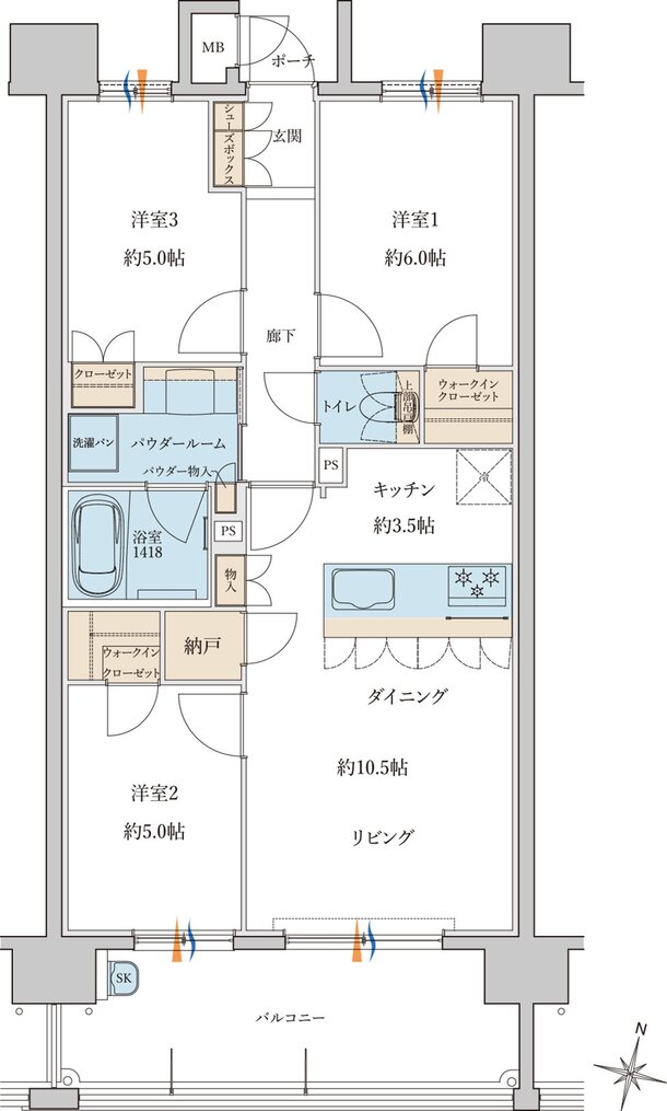 MJR浦上THE ONCE 間取り C type［Basic Plan］