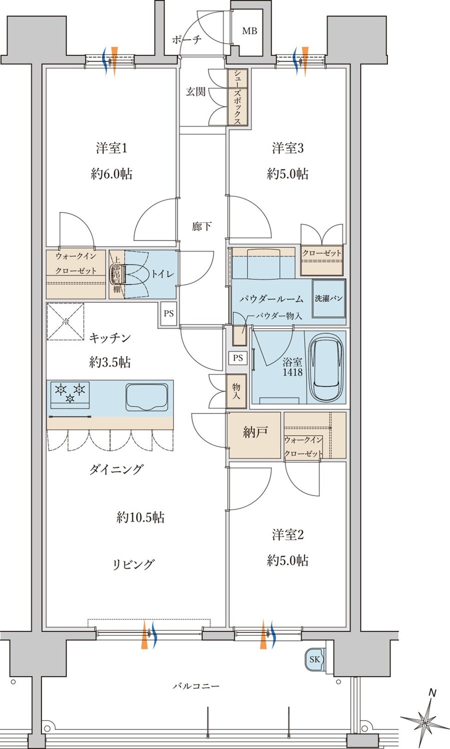 MJR浦上THE ONCE 間取り E type［Basic Plan］