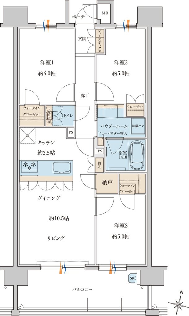 MJR浦上THE ONCE 間取り E type［Basic Plan］