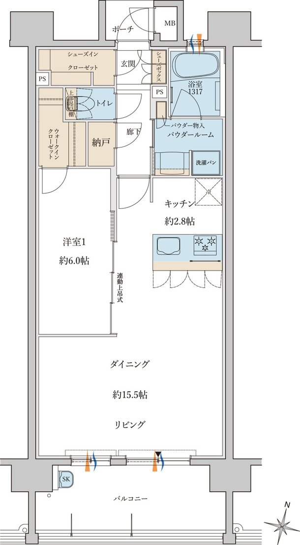 MJR浦上THE ONCE 間取り D type［Menu1 Plan］